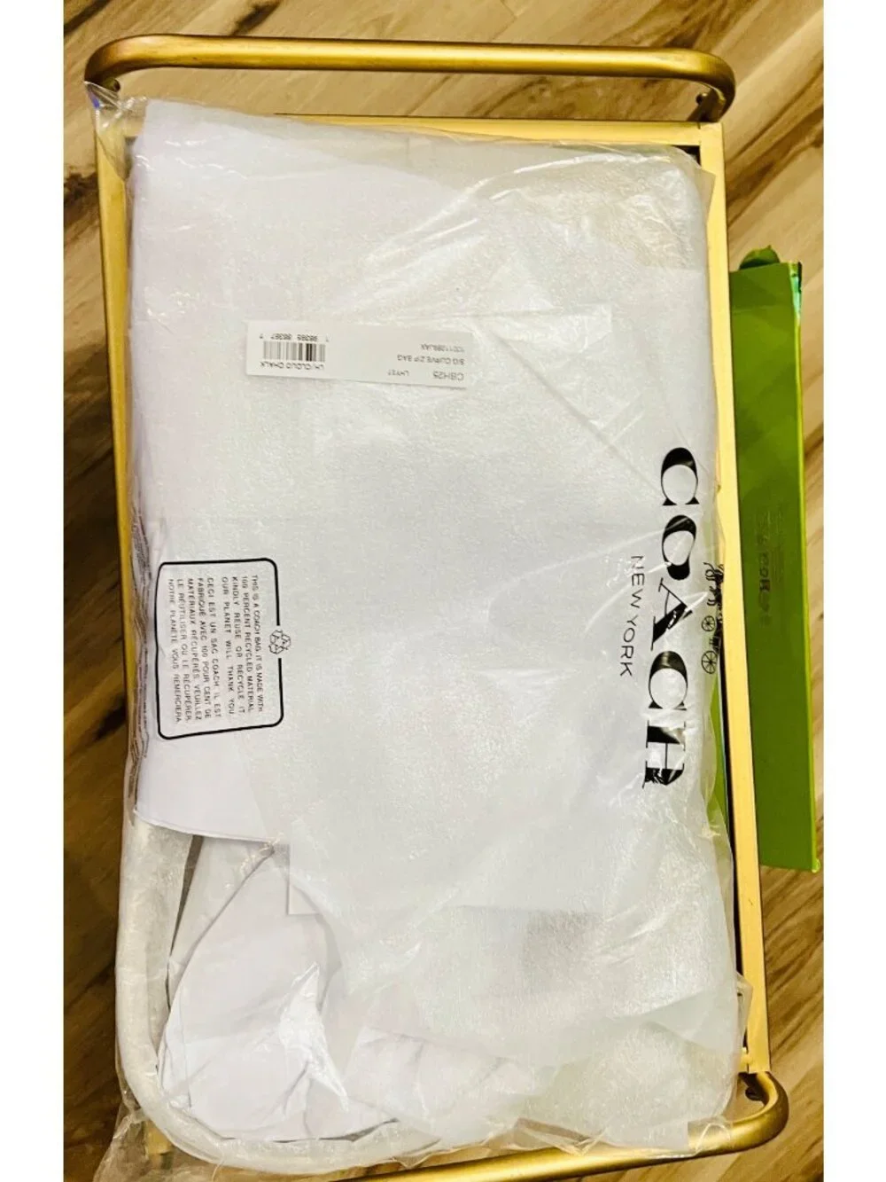Coach Signature Curve Zip Bag Chalk Color Recycled Cotton/Polyester Jacquard New